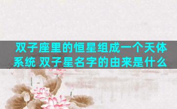 双子座里的恒星组成一个天体系统 双子星名字的由来是什么
